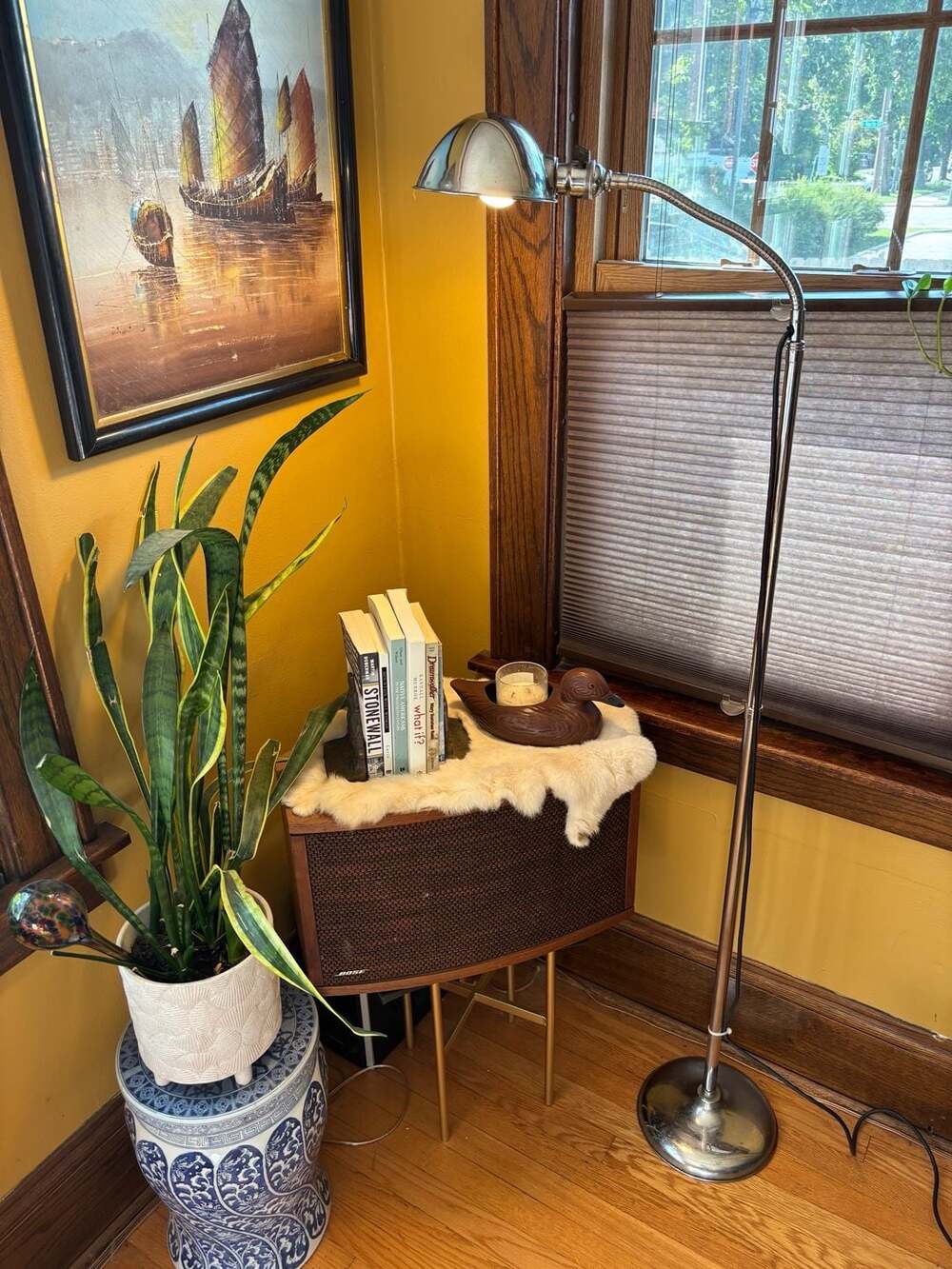 Vintage Mid-Century Modern Chrome Gooseneck Adjustable Floor Lamp - Hubble